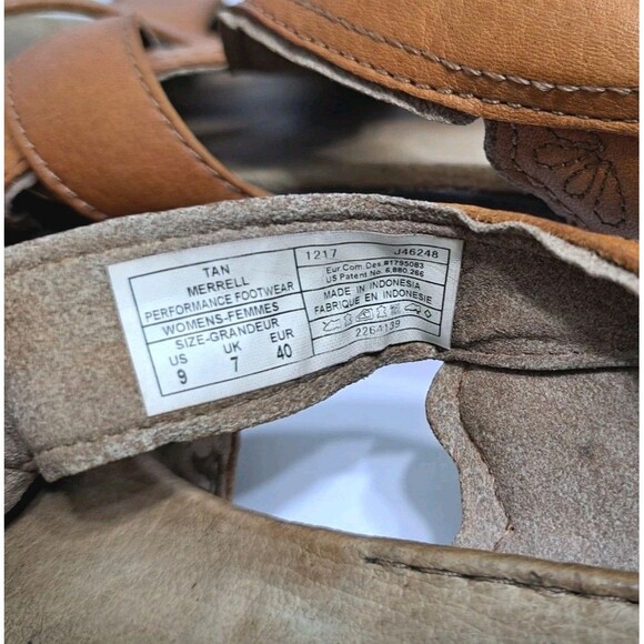 Merrell Sandals Womens Size 9 Bassoon Tan Leather J46248 Strappy Slingback - Picture 8 of 9